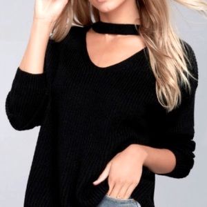 Vestique black cutout choker sweater